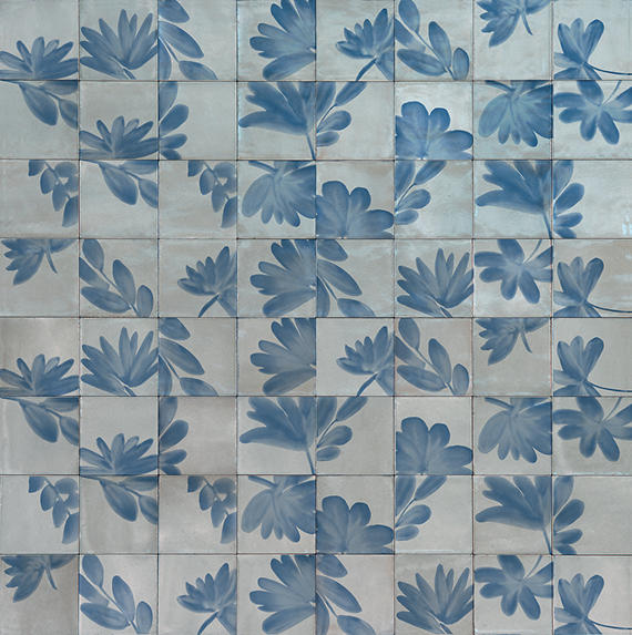 6x6 Rice Petal Floral  Patterned Mixed-Color Glossy Smooth Porcelain Tile Soft Gray