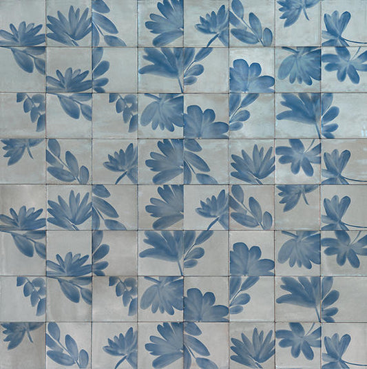 6x6 Rice Petal Floral  Patterned Mixed-Color Glossy Smooth Porcelain Tile Soft Gray