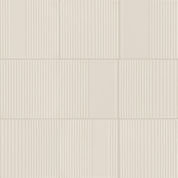 6x6 Rhyme And Reason  Natural Solid-Color Matte Rippled Ceramic Tile Soft Beige
