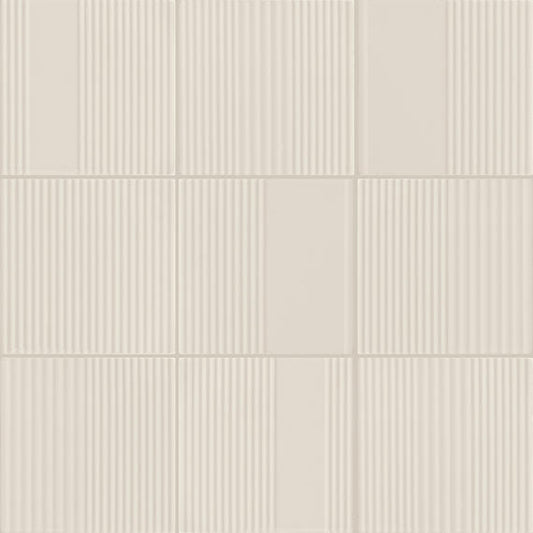 6x6 Rhyme And Reason  Natural Solid-Color Matte Rippled Ceramic Tile Soft Beige