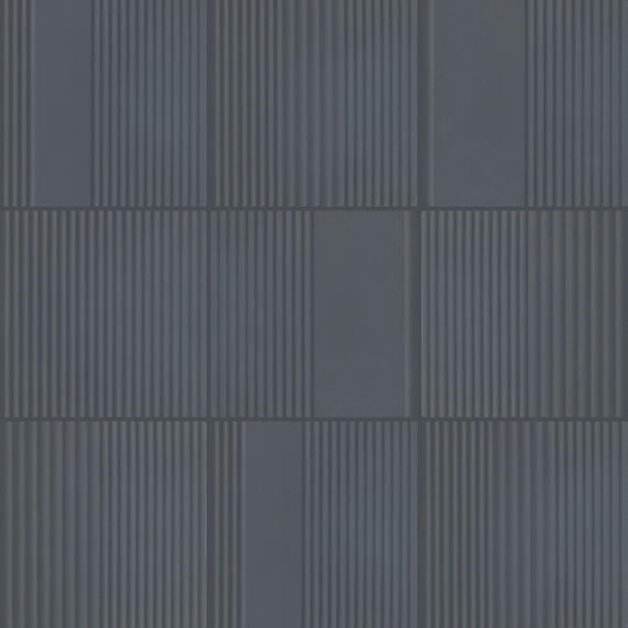 6x6 Rhyme And Reason  Natural Solid-Color Matte Rippled Ceramic Tile Deep Blue