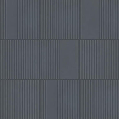 6x6 Rhyme And Reason  Natural Solid-Color Matte Rippled Ceramic Tile Deep Blue