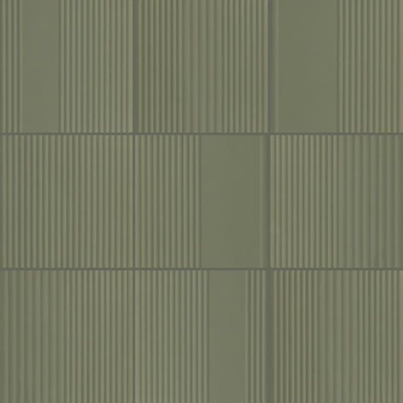 6x6 Rhyme And Reason  Natural Solid-Color Matte Rippled Ceramic Tile Muted Green