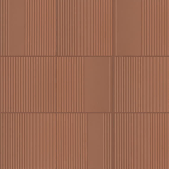 6x6 Rhyme And Reason  Natural Solid-Color Matte Rippled Ceramic Tile Orange Brown
