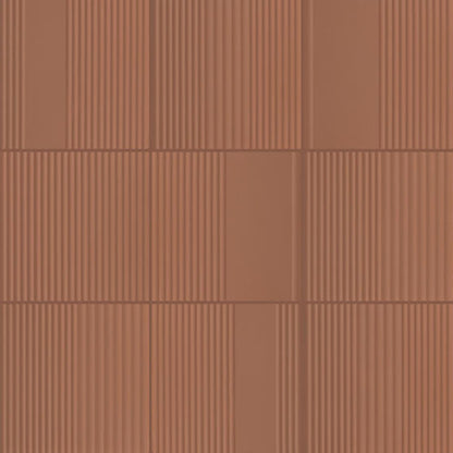 6x6 Rhyme And Reason  Natural Solid-Color Matte Rippled Ceramic Tile Orange Brown