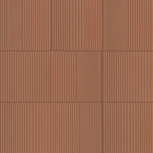 6x6 Rhyme And Reason  Natural Solid-Color Matte Rippled Ceramic Tile Orange Brown