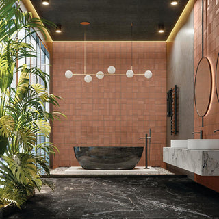 Orange Brown - 6x6 Rhyme And Reason Natural Solid-Color Matte Rippled Ceramic Tile