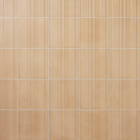 8x8 Crafthouse  Natural Concrete-Look Matte 3D-Geometric Fluted Porcelain Tile Rattan Beige