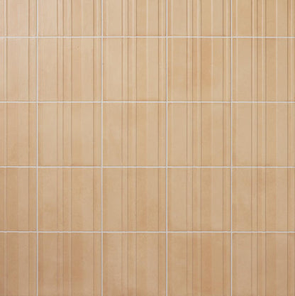 8x8 Crafthouse  Natural Concrete-Look Matte 3D-Geometric Fluted Porcelain Tile Rattan Beige