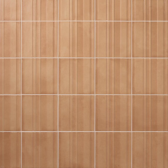 8x8 Crafthouse  Natural Concrete-Look Matte 3D-Geometric Fluted Porcelain Tile Suede Tan