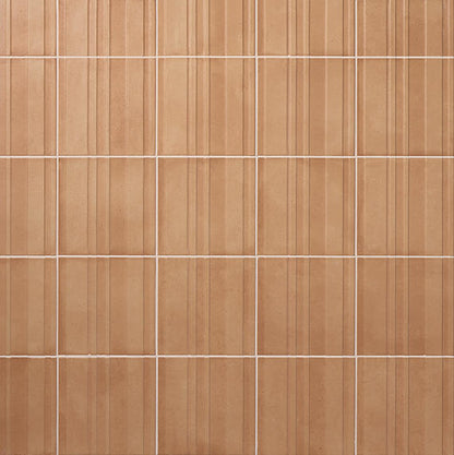8x8 Crafthouse  Natural Concrete-Look Matte 3D-Geometric Fluted Porcelain Tile Suede Tan