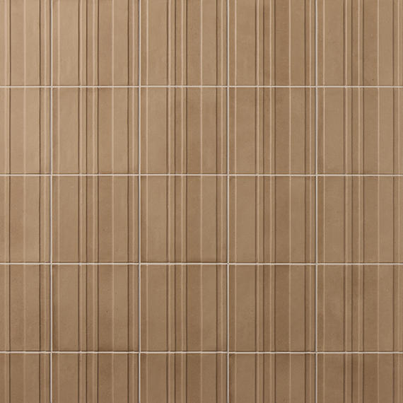 8x8 Crafthouse  Natural Concrete-Look Matte 3D-Geometric Fluted Porcelain Tile Jute Brown