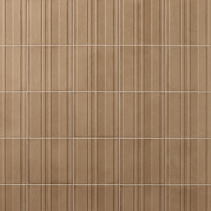 8x8 Crafthouse  Natural Concrete-Look Matte 3D-Geometric Fluted Porcelain Tile Jute Brown