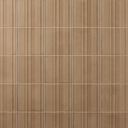 8x8 Crafthouse  Natural Concrete-Look Matte 3D-Geometric Fluted Porcelain Tile Jute Brown