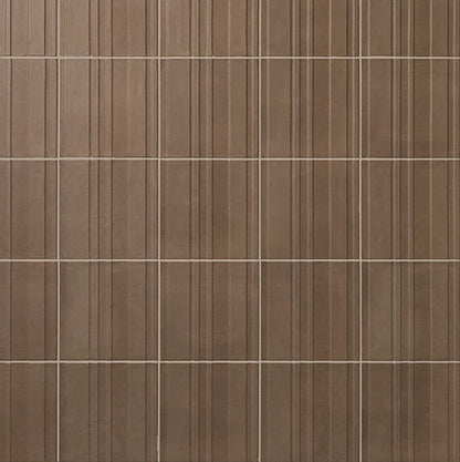 8x8 Crafthouse  Natural Concrete-Look Matte 3D-Geometric Fluted Porcelain Tile Argilla Brown