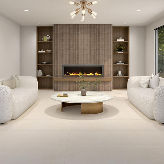 8x8 Crafthouse  Natural Concrete-Look Matte 3D-Geometric Fluted Porcelain Tile Argilla Brown