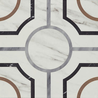 8x8 Clarasea Linear Octagon Patterned Marble-Look Matte Smooth Porcelain Tile