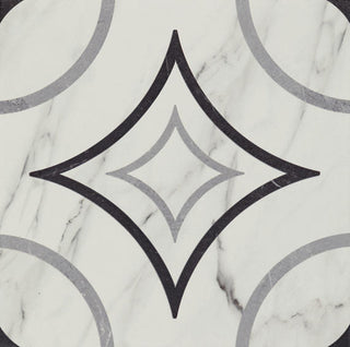 8x8 Clarasea Linear Octagon Patterned Marble-Look Matte Smooth Porcelain Tile