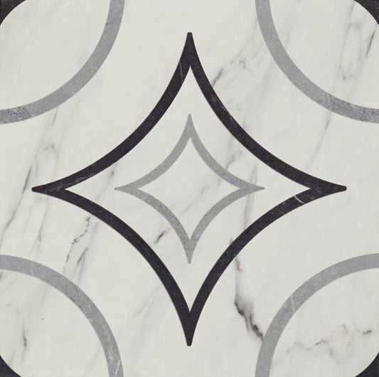 8x8 Clarasea Linear Octagon Patterned Marble-Look Matte Smooth Porcelain Tile Warm Beige