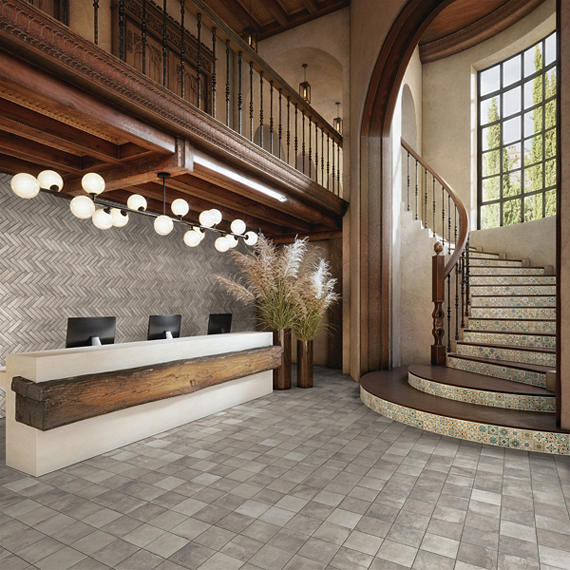 8x8 Cotto Revival  Natural Stone-Look Matte Smooth Porcelain Tile Ash Gray