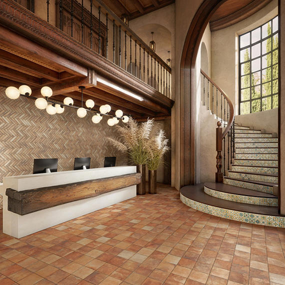 8x8 Cotto Revival  Natural Stone-Look Matte Smooth Porcelain Tile Rust Brown
