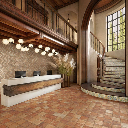 8x8 Cotto Revival  Natural Stone-Look Matte Smooth Porcelain Tile Rust Brown