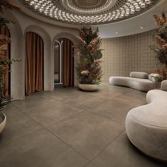 8x8 Crafthouse  Natural Concrete-Look Matte Smooth Porcelain Tile Argilla Brown