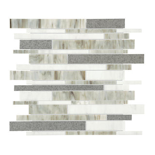 Cream White - 12x14 Stone Theory Mosaic Mixed-Material Matte Smooth Porcelain Tile
