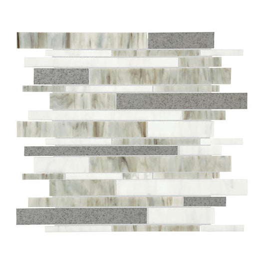 12x14 Stone Theory Mosaic Mixed-Material Matte Smooth Porcelain Tile