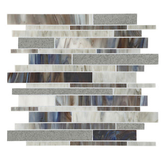 12x14 Stone Theory Mosaic Mixed-Material Matte Smooth Porcelain Tile