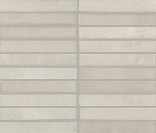 1x6 Miramo Straight Joint  Mosaic Solid-Color Glossy Smooth Glass Tile Warm Beige