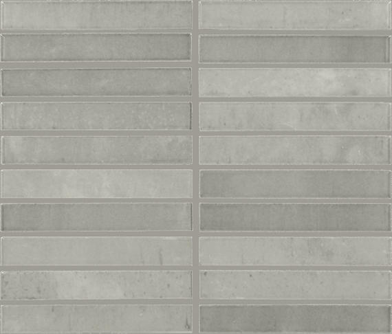1x6 Miramo Straight Joint  Mosaic Solid-Color Glossy Smooth Glass Tile Soft Gray