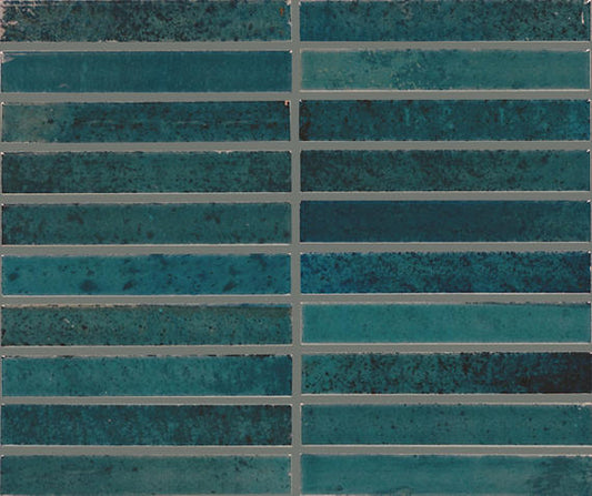 1x6 Miramo Straight Joint  Mosaic Solid-Color Glossy Smooth Glass Tile Deep Teal
