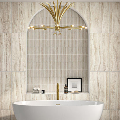 1x6 Calligo Stacked  Mosaic Stone-Look Matte Smooth Porcelain Tile Tusk Beige