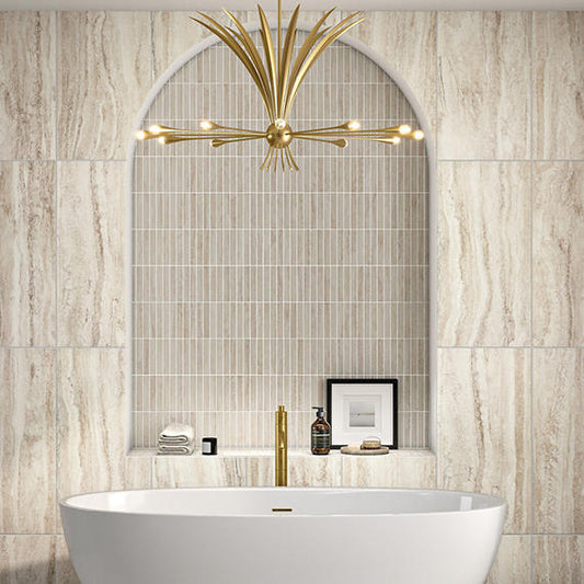 12x10 Calligo Stacked Mosaic Stone-Look Matte Smooth Porcelain Tile