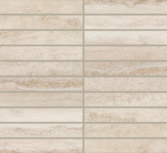 1x6 Calligo Stacked  Mosaic Stone-Look Matte Smooth Porcelain Tile Almond Beige