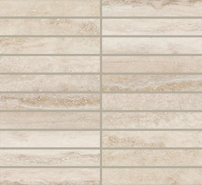 1x6 Calligo Stacked  Mosaic Stone-Look Matte Smooth Porcelain Tile Almond Beige