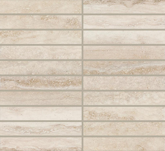 1x6 Calligo Stacked  Mosaic Stone-Look Matte Smooth Porcelain Tile Almond Beige