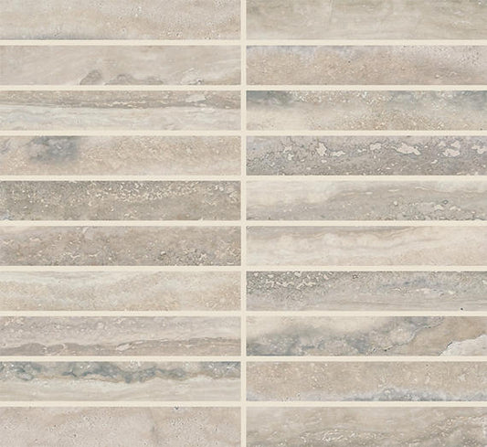 1x6 Calligo Stacked  Mosaic Stone-Look Matte Smooth Porcelain Tile Nimbus Gray
