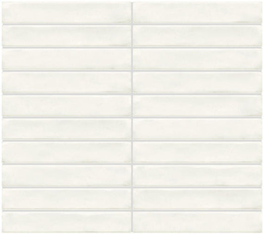 1x6 Artcrafted Straight Joint Stacked Mosaic Solid-Color Glossy Smooth Ceramic Tile Cream White