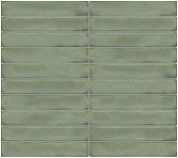 1x6 Artcrafted Straight Joint Stacked Mosaic Solid-Color Glossy Smooth Ceramic Tile Light Green