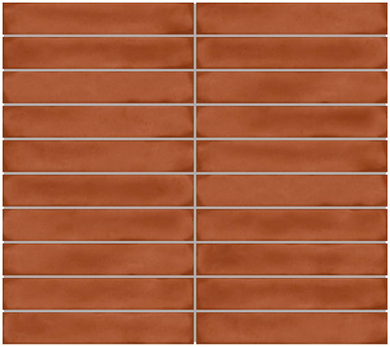 1x6 Artcrafted Straight Joint Stacked Mosaic Solid-Color Glossy Smooth Ceramic Tile Terracotta Red