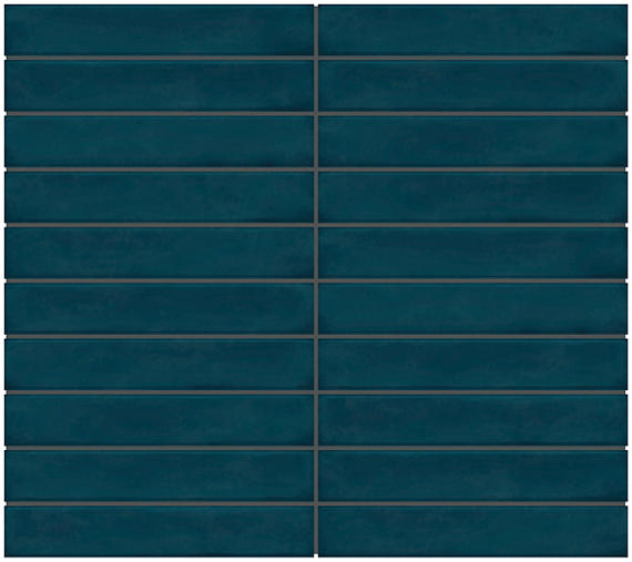 1x6 Artcrafted Straight Joint Stacked Mosaic Solid-Color Glossy Smooth Ceramic Tile Ocean Blue