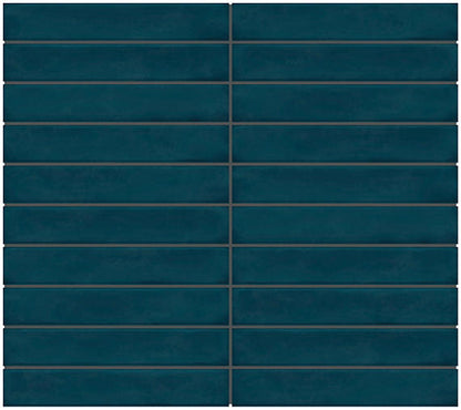 1x6 Artcrafted Straight Joint Stacked Mosaic Solid-Color Glossy Smooth Ceramic Tile Ocean Blue