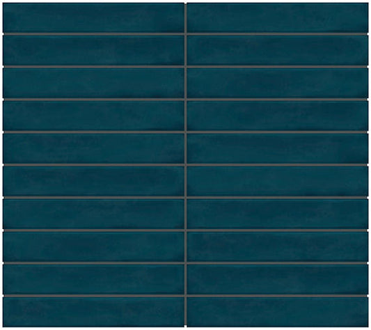 1x6 Artcrafted Straight Joint Stacked Mosaic Solid-Color Glossy Smooth Ceramic Tile Ocean Blue