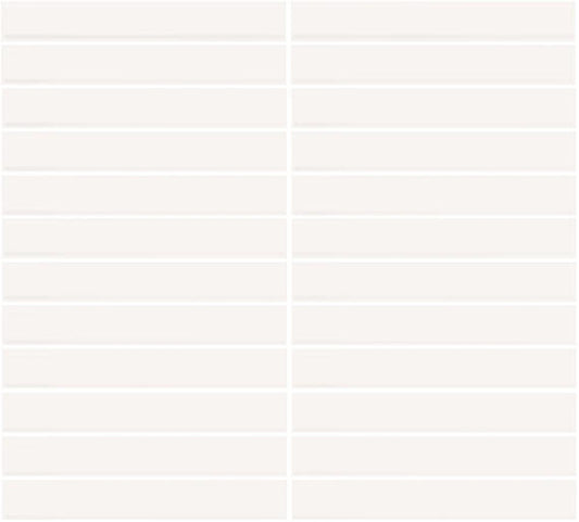 1x6 Color Wheel Mosaic Straight Joint  Mosaic Solid-Color Glossy Smooth Ceramic Tile White