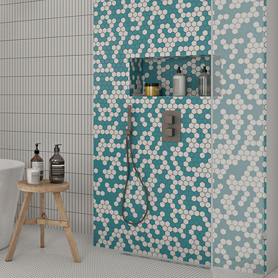 1x6 Color Wheel Mosaic Straight Joint  Mosaic Solid-Color Glossy Smooth Ceramic Tile White