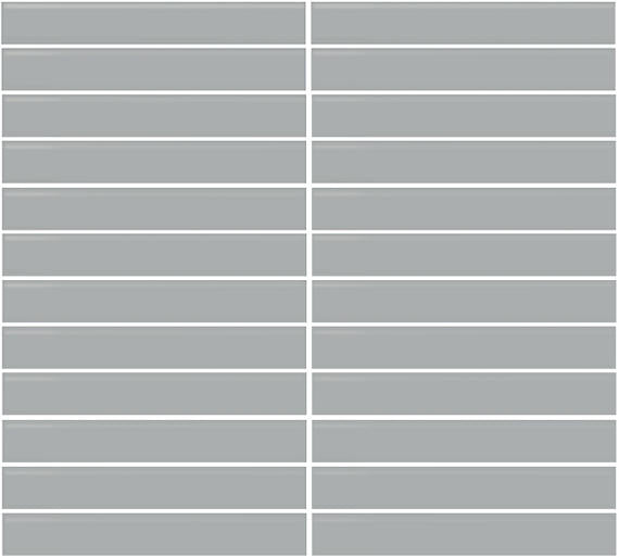 1x6 Color Wheel Mosaic Straight Joint  Mosaic Solid-Color Glossy Smooth Ceramic Tile Pale Gray