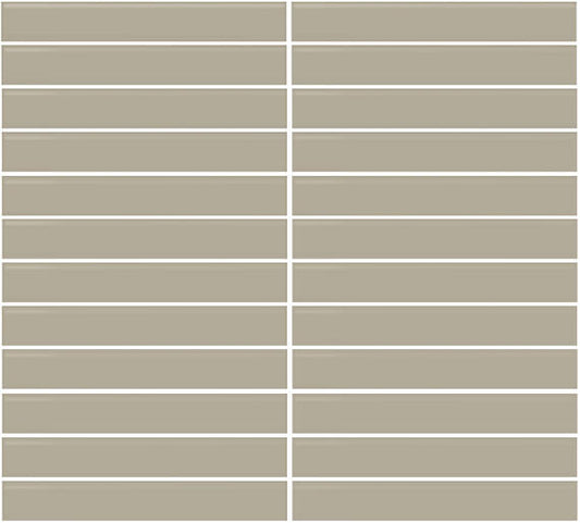 1x6 Color Wheel Mosaic Straight Joint  Mosaic Solid-Color Glossy Smooth Ceramic Tile Dark Beige