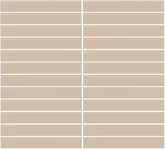 1x6 Color Wheel Mosaic Straight Joint  Mosaic Solid-Color Glossy Smooth Ceramic Tile Tan